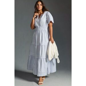 By Anthropologie The Somerset Maxi Dress Blue White Stripe Size XS Petite